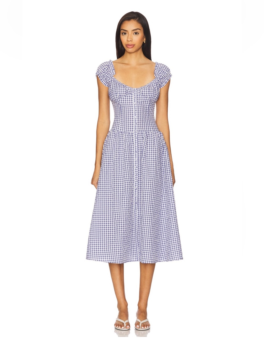 NWOT Amanda Uprichard Linella Dress Blue White Check Small